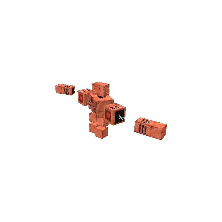 Modelo animado de un gólem de cobre